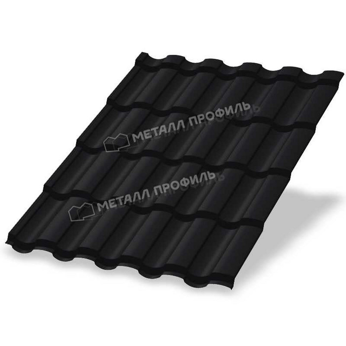 Металлочерепица Металл-Профиль Монтекристо-M 0,5 PURMAN® RAL 9005 Черный темный - фото №1