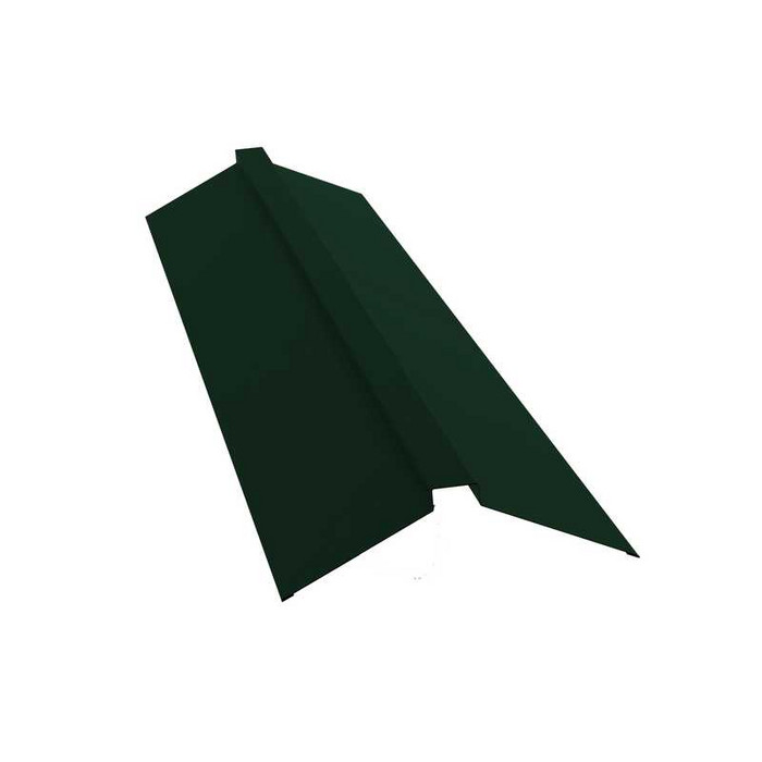 Планка конька плоского 115х30х115 0,5 GreenCoat Pural BT с пленкой RR 11 темно-зеленый (RAL 6020 хромовая зелень) - фото №1